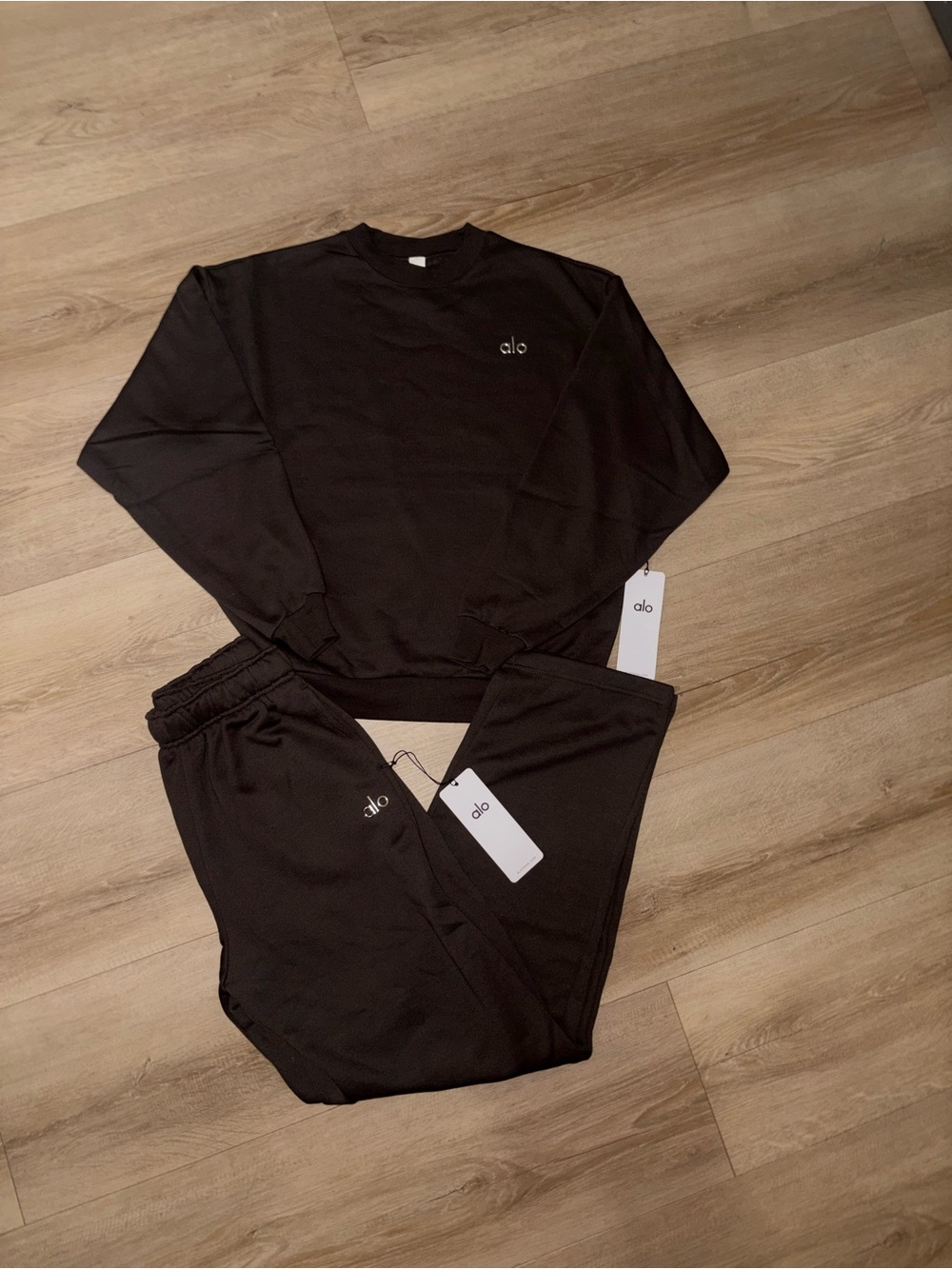 ALO Yoga Black Straight Leg Jumpsuit Set